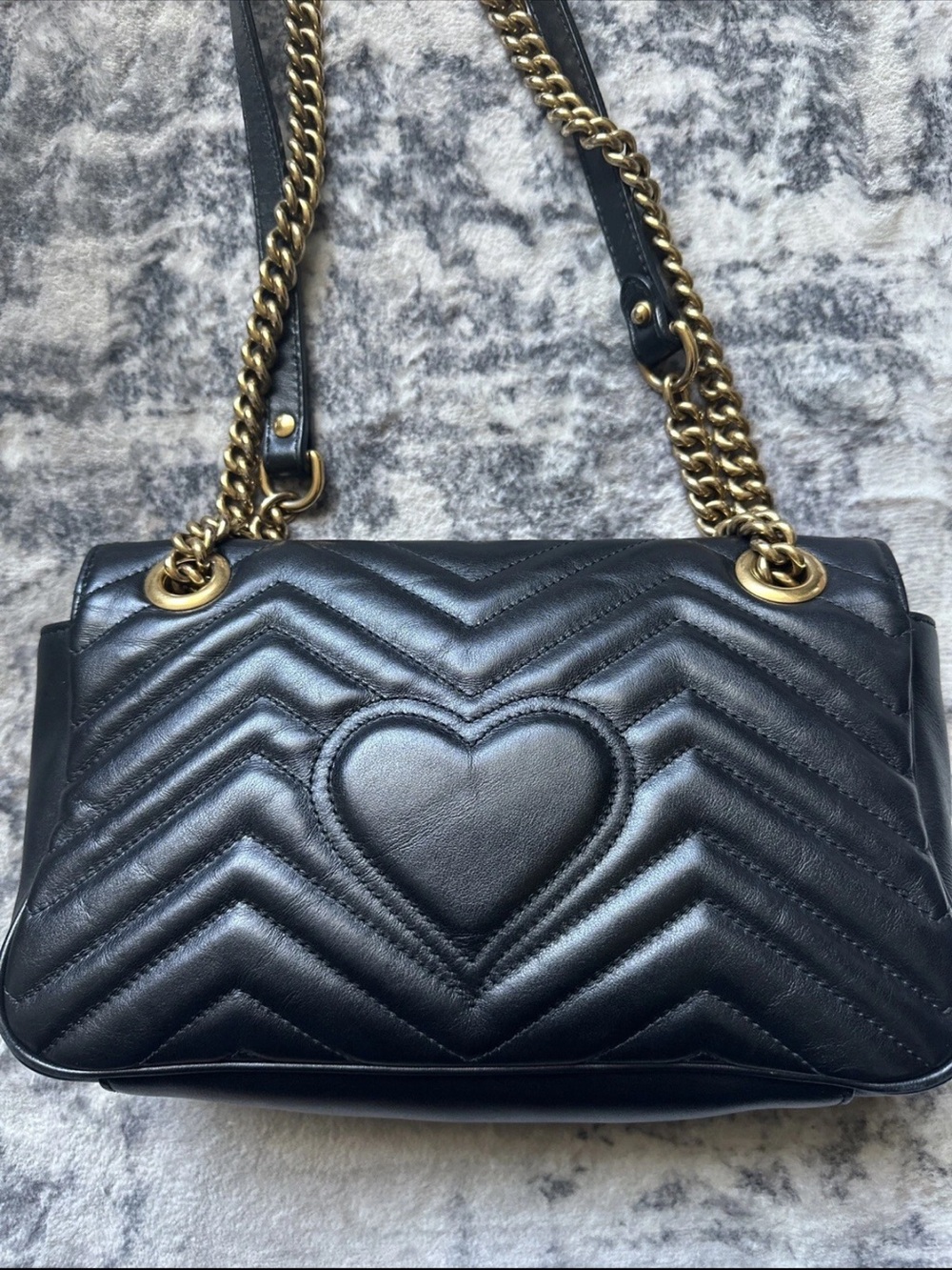 Gucci Black Marmont Leather Shoulder Bag with - Picture 6 of 10
